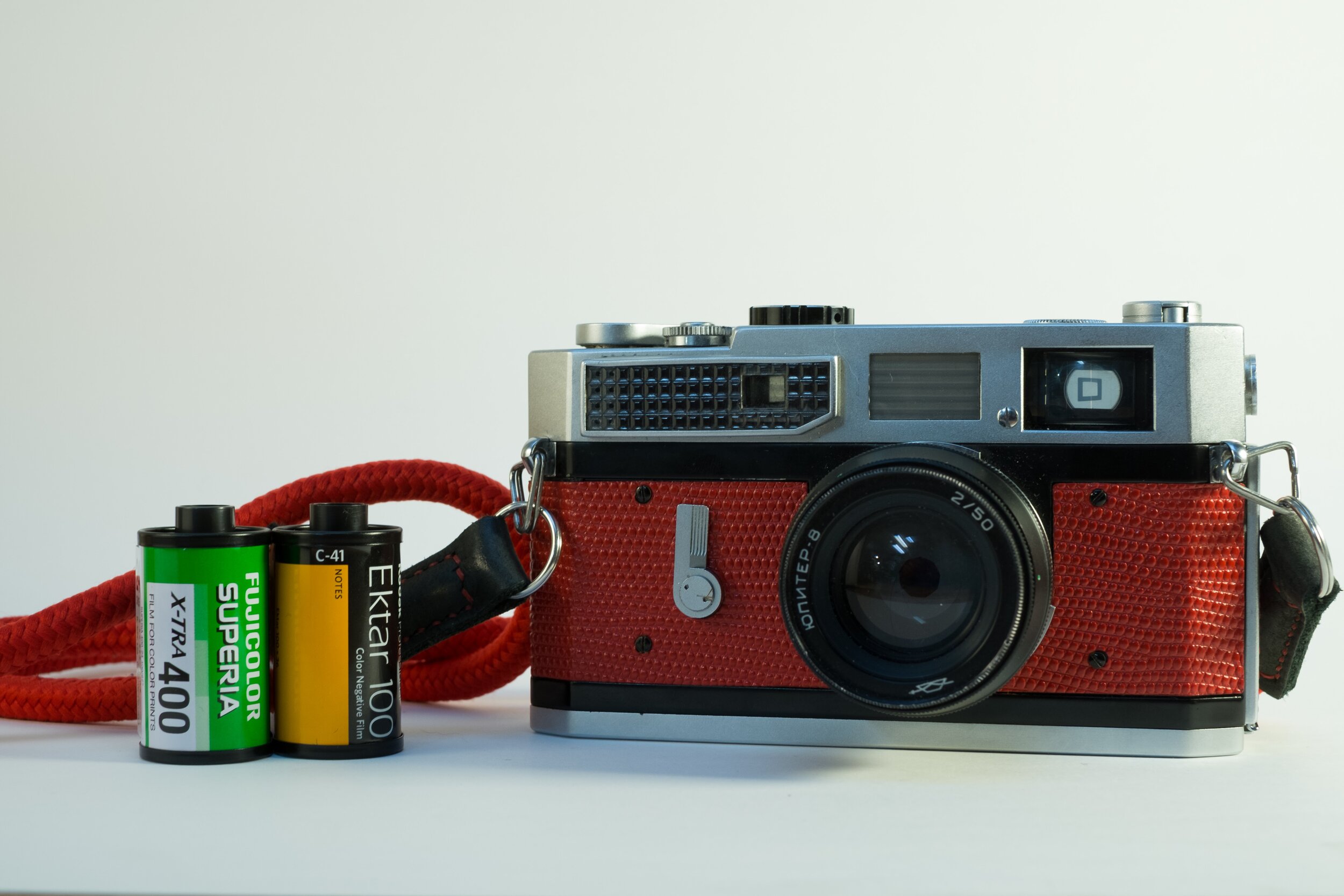 My Canon 7 Rangefinder with custom red leatherette